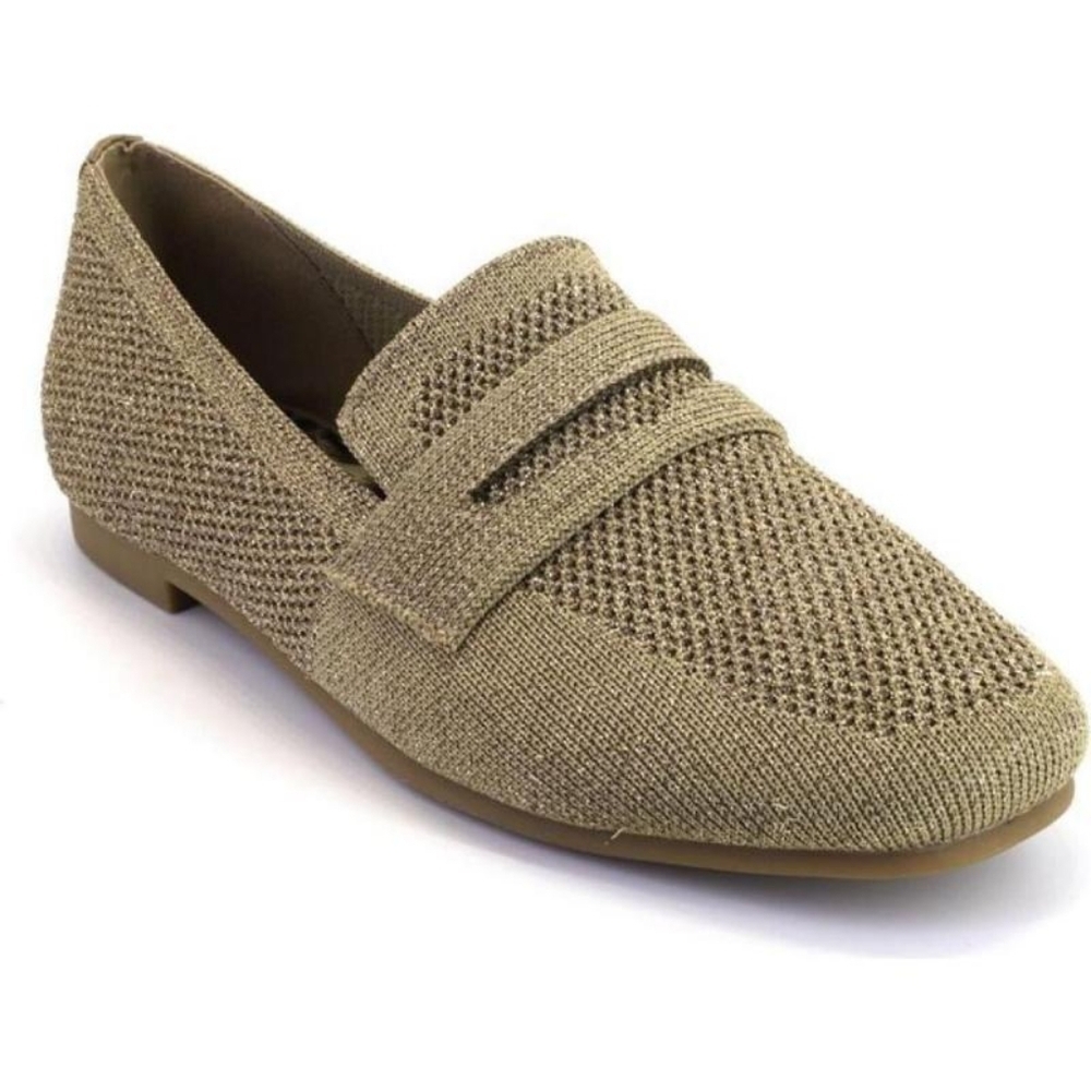 LA STRADA Gold Stretch Loafer Boho Preppy Office Glitter Moccasin - Woman's
